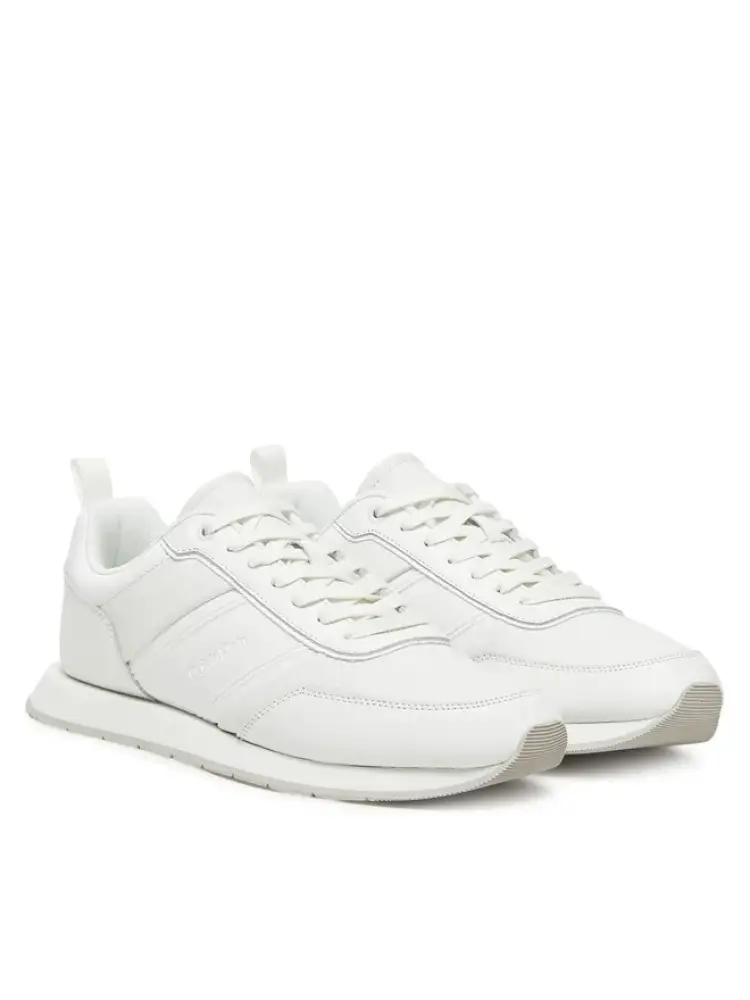 scarpe bianche uomo in pelle e tessuto logo tono su tono miniatura 2