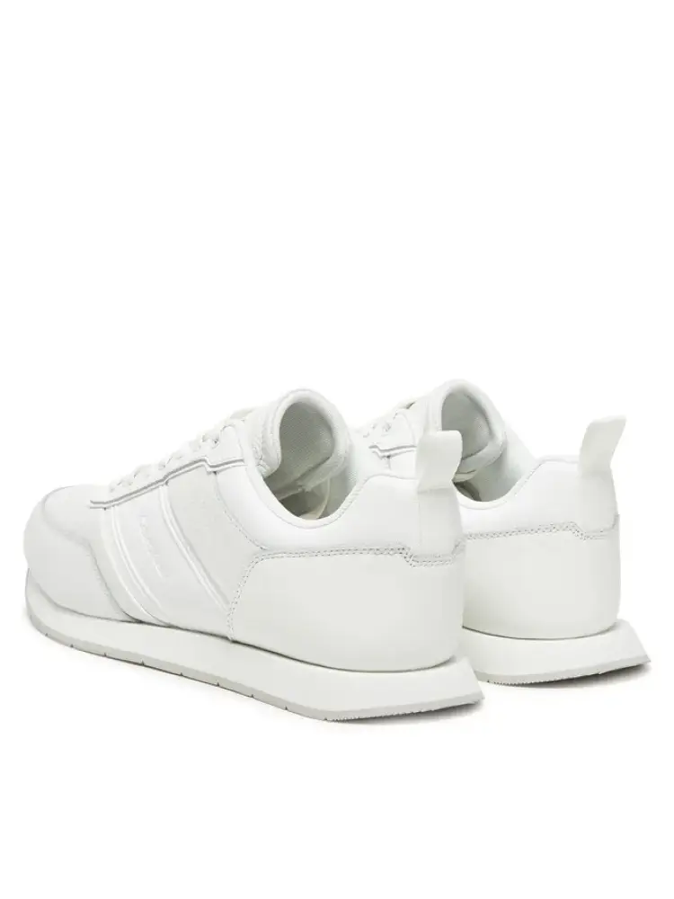 scarpe bianche uomo in pelle e tessuto logo tono su tono miniatura 3