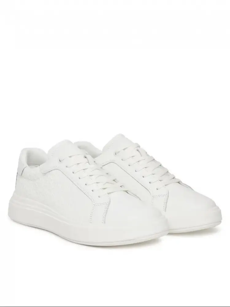 scarpe bianche uomo in pelle logo monogram all over miniatura 2