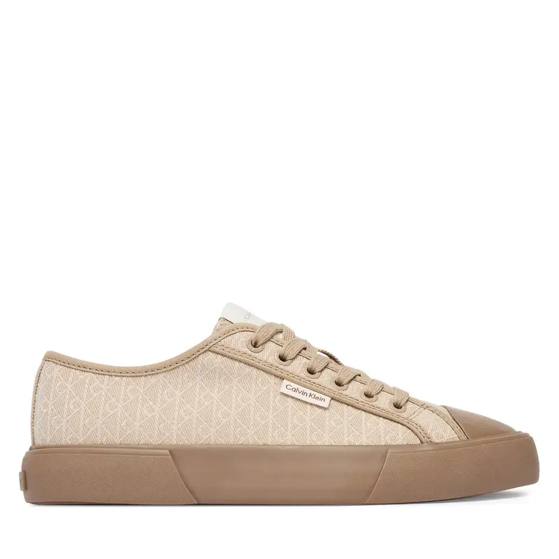 Scarpe da ginnastica Calvin Klein Vulc Low Laceup Aop Canvas HW0HW03142 Beige