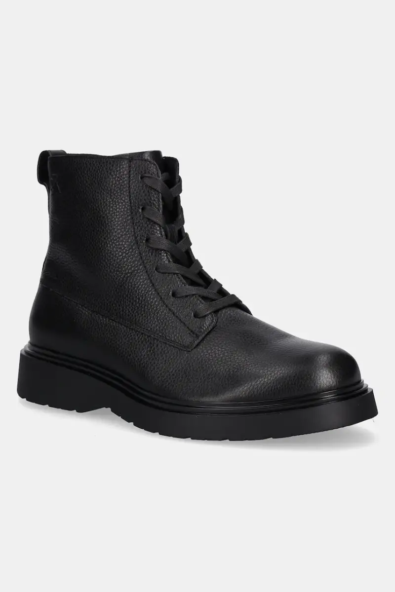 scarpe in pelle COMBAT ESS LACE UP ZIP BOOT LTH uomo colore nero YM0YM01373