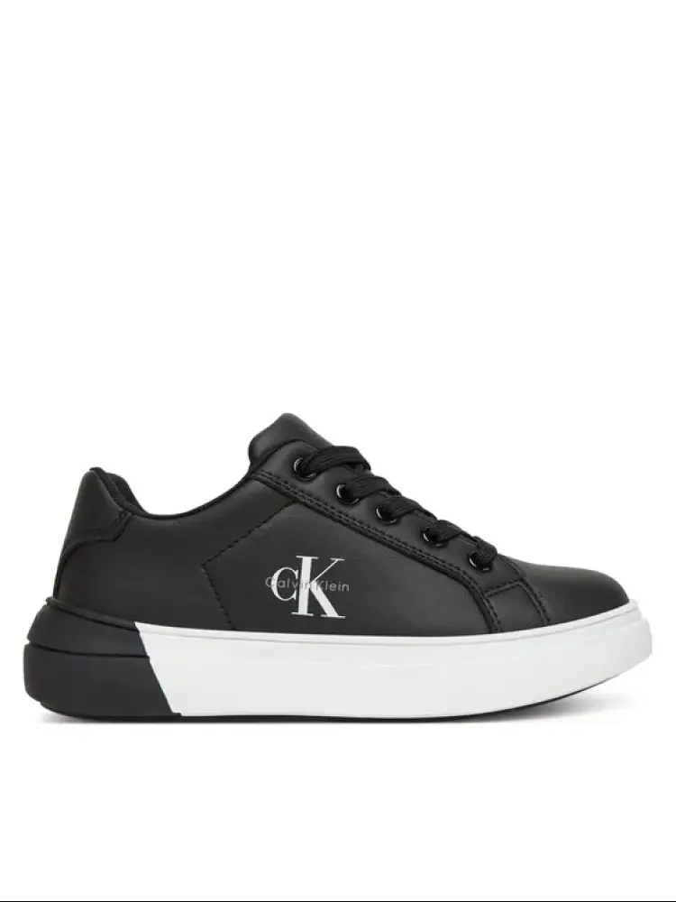 scarpe nere bambino in pelle logo sul lato