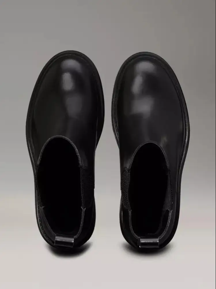 scarpe nere donna stivali in ecopelle logo sul lato miniatura 2