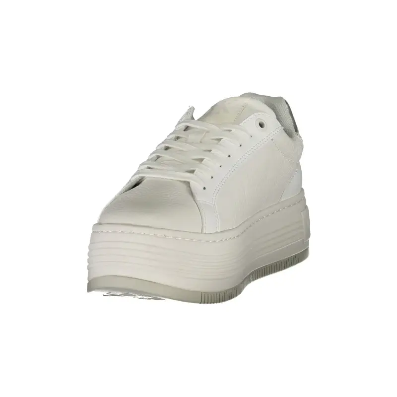 Scarpe Sneakers Donna Bianche con Zeppa e Dettagli Argento / Bianco miniatura 3