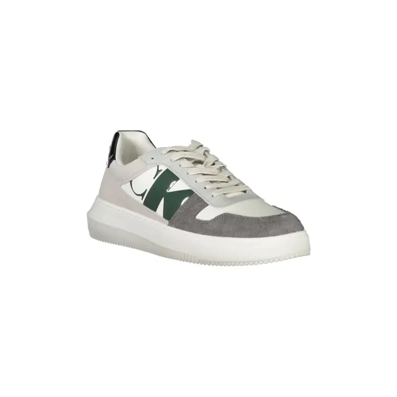 Scarpe Sneakers Uomo Bianche con Dettagli Grigio Verde e Nero / Bianco miniatura 2
