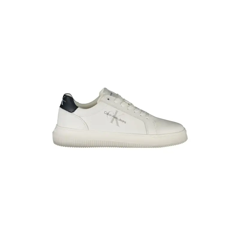 Scarpe Sneakers Uomo Bianche con Dettagli Neri e Plantare Removibile / Bianco