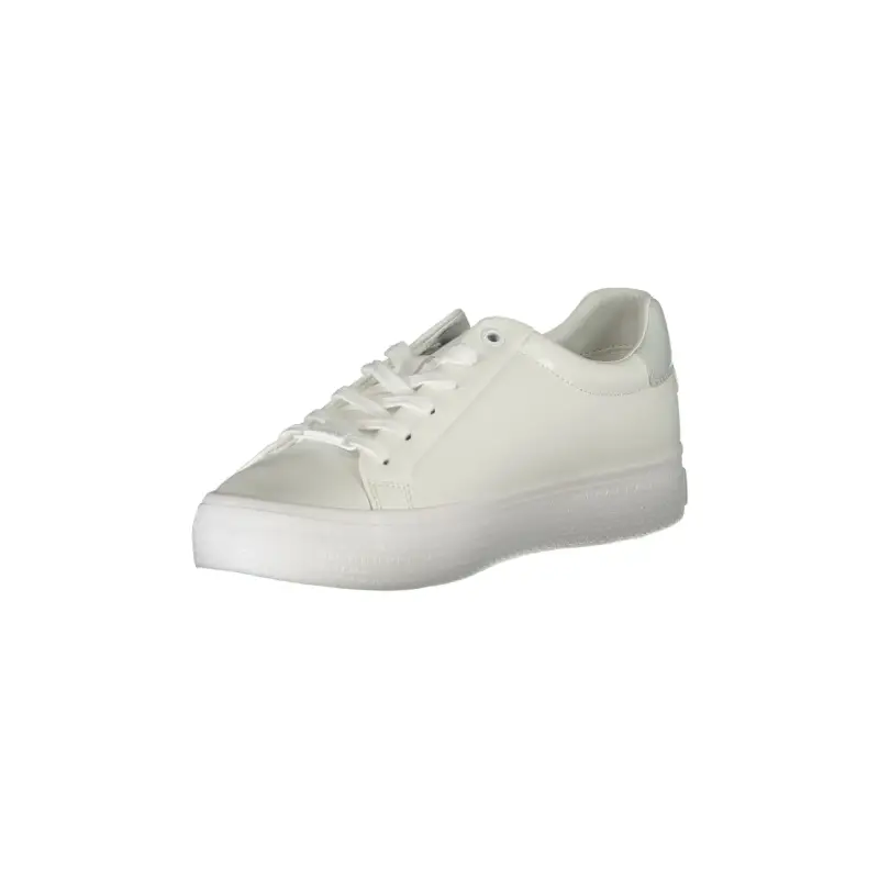 Scarpe Sportive Donna Bianche in Pelle con Lacci / Bianco miniatura 3