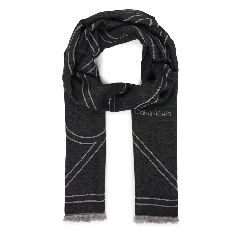 Scialle Calvin Klein Emblem Repeat Lw Shawl W Fringes LV04F8074G Nero