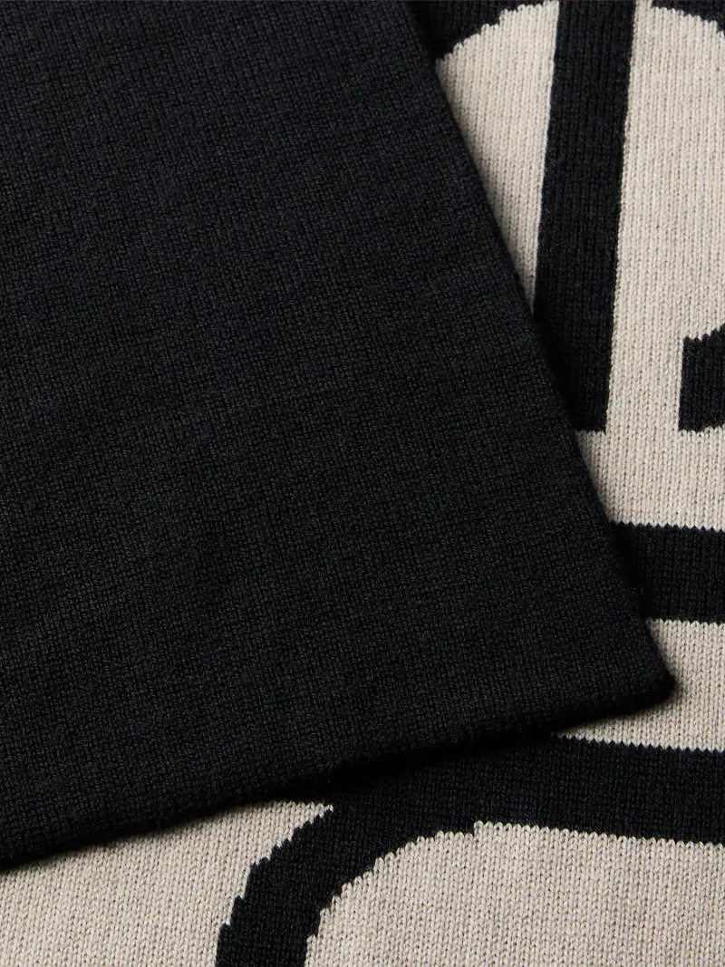 Sciarpa beige chiaro / nero miniatura 3