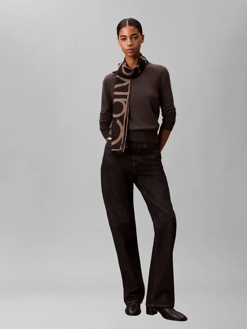 Sciarpa beige scuro / nero miniatura 2