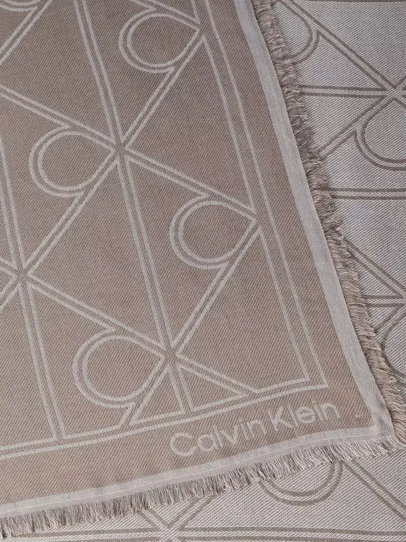 Sciarpa marrone chiaro / bianco miniatura 3