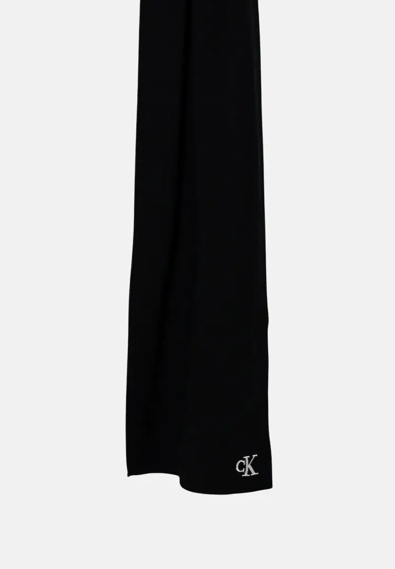 Sciarpa nera per uomo e donna con logo miniatura 2