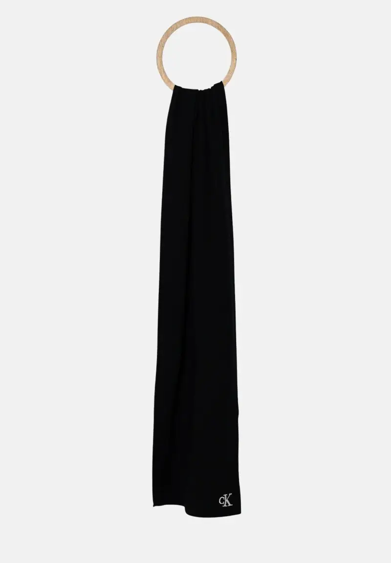 Sciarpa nera per uomo e donna con logo