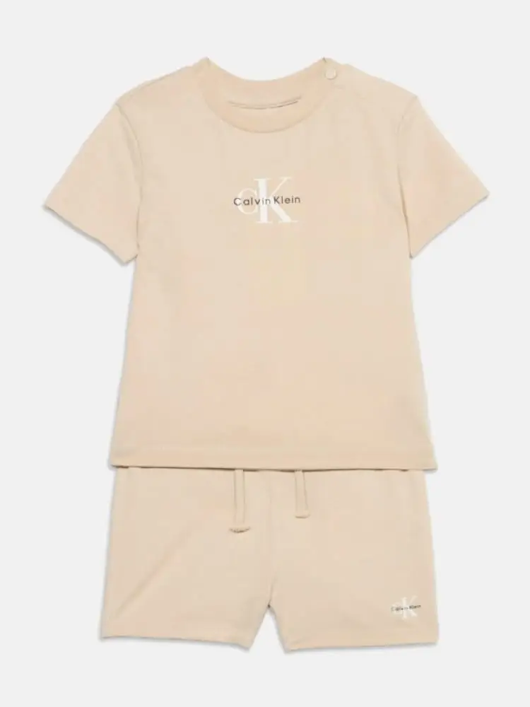 set beige neonato maxi logo