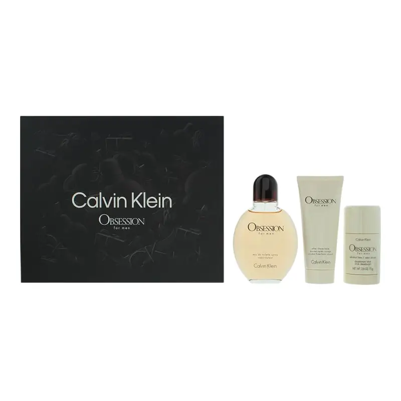 Set Calvin Klein Obsession Eau De Toilette Uomo 125 ml + Obsession Anti-Sweat Deodorant Stick Uomo 75 g + Obsession dopobarba 75 ml