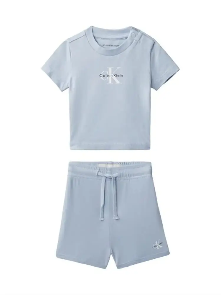 set celeste neonato maxi logo
