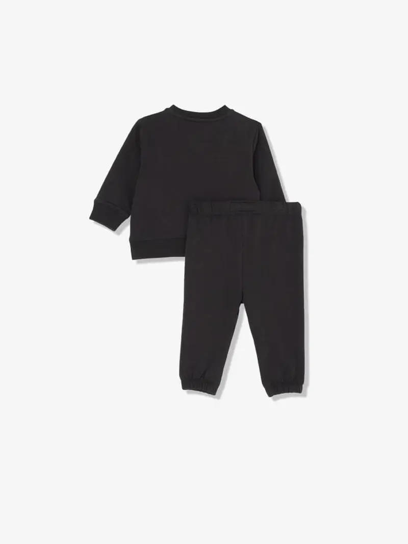 Calvin Klein set nero neonata felpa e pantalone in cotone logo sul davanti miniatura 2
