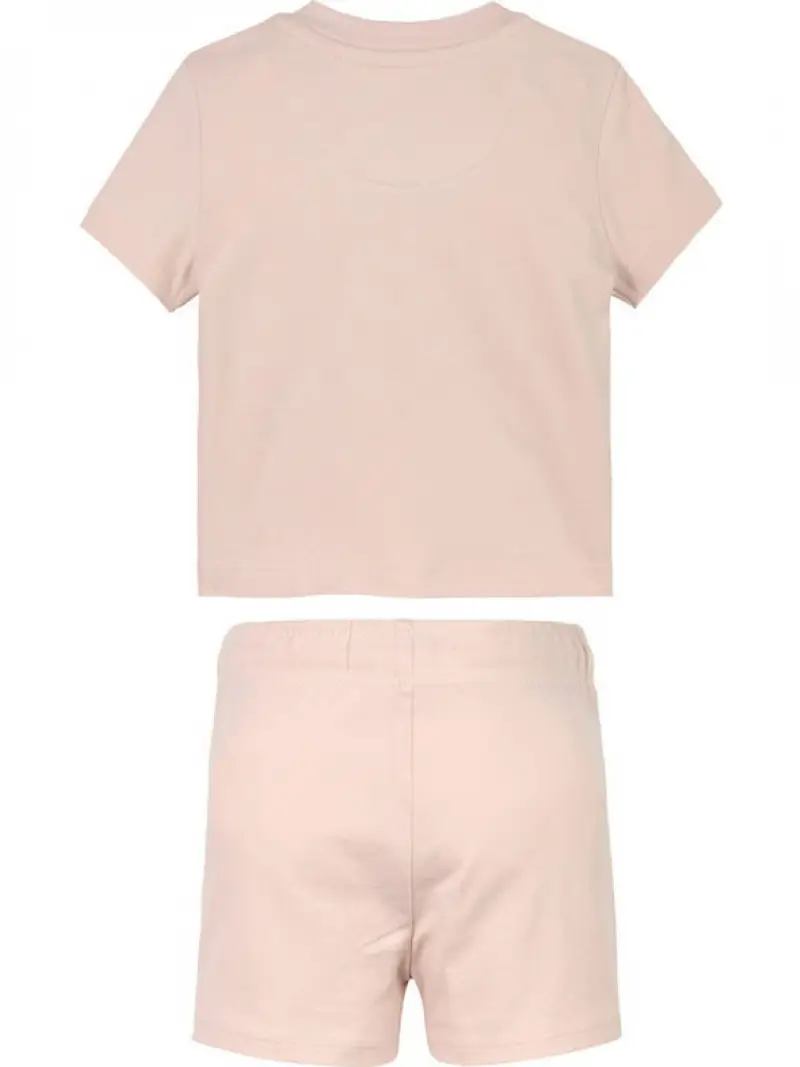 Calvin Klein set rosa bambina tshirt e shorts logo sul davanti miniatura 2