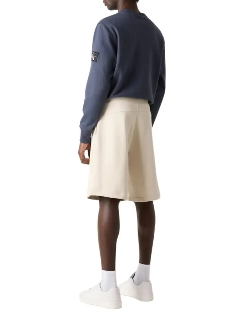 Calvin Klein shorts beige uomo in cotone logo lettering sul lato miniatura 2