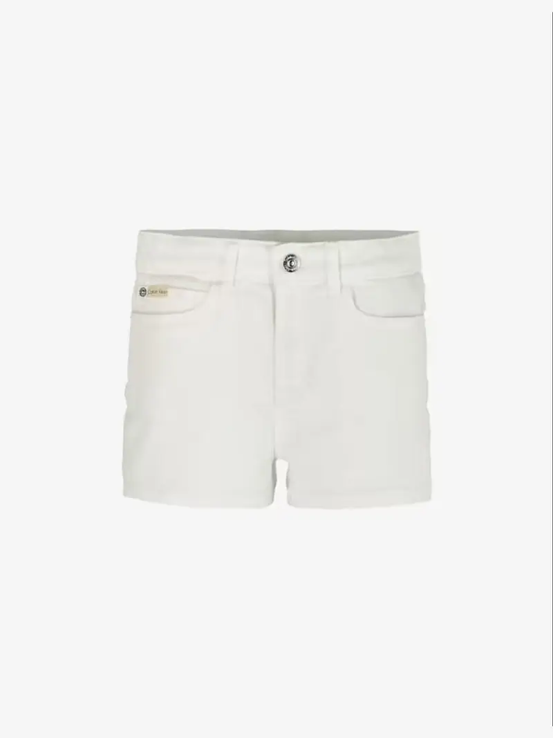 Calvin Klein shorts bianco bambina in denim patch logo sul retro