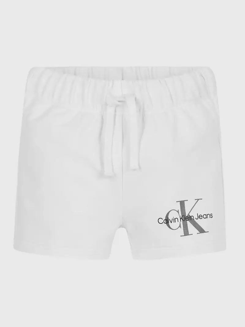 Calvin Klein shorts bianco neonato in cotone logo sul fondo