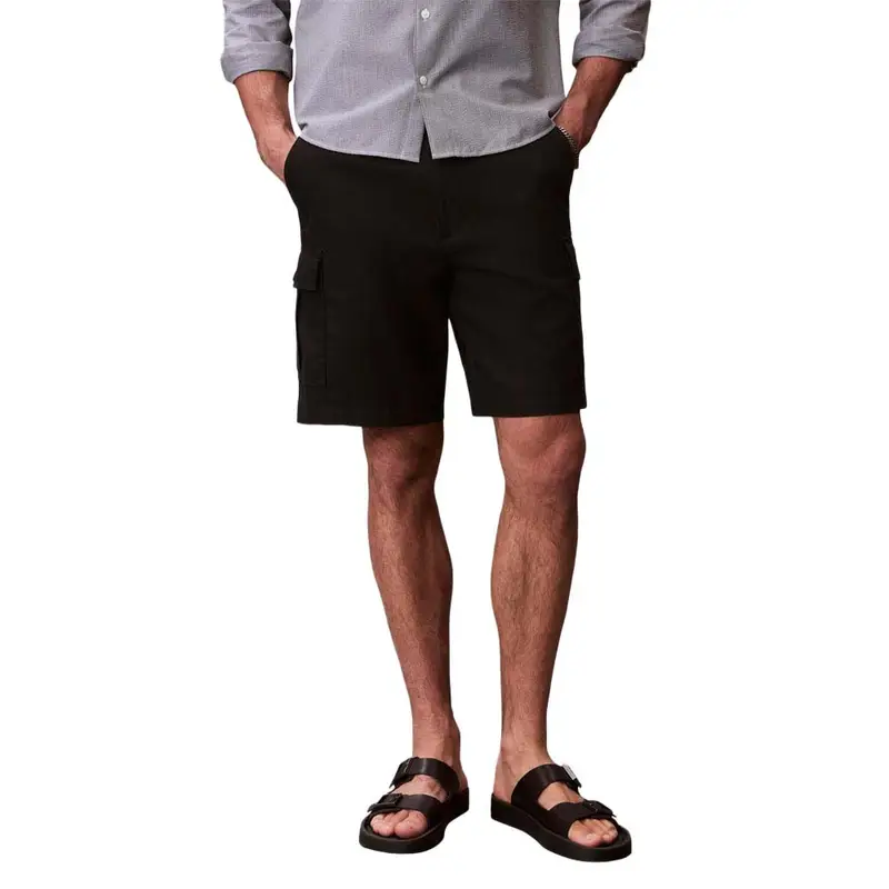 Shorts Cargo Lino Nero Uomo 34