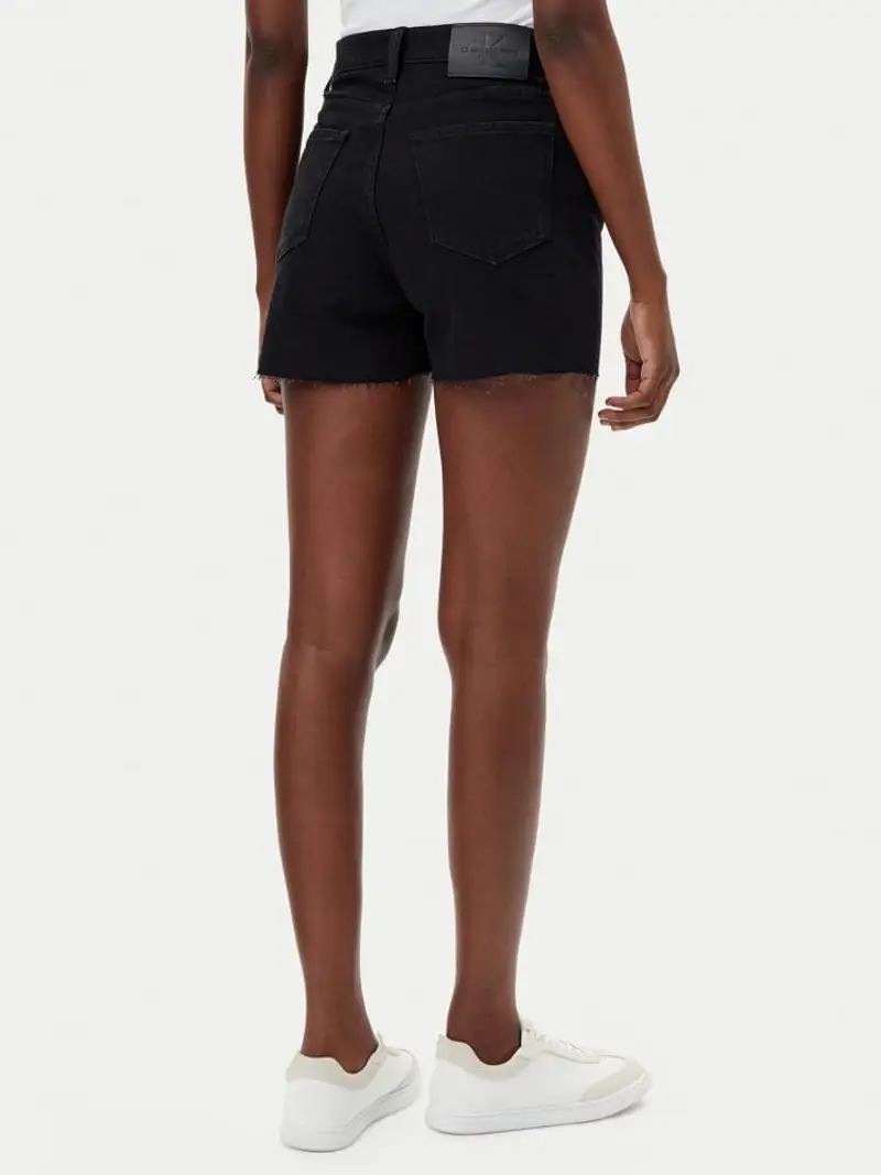 Calvin Klein shorts in denim nero donna patch logo sul retro miniatura 2