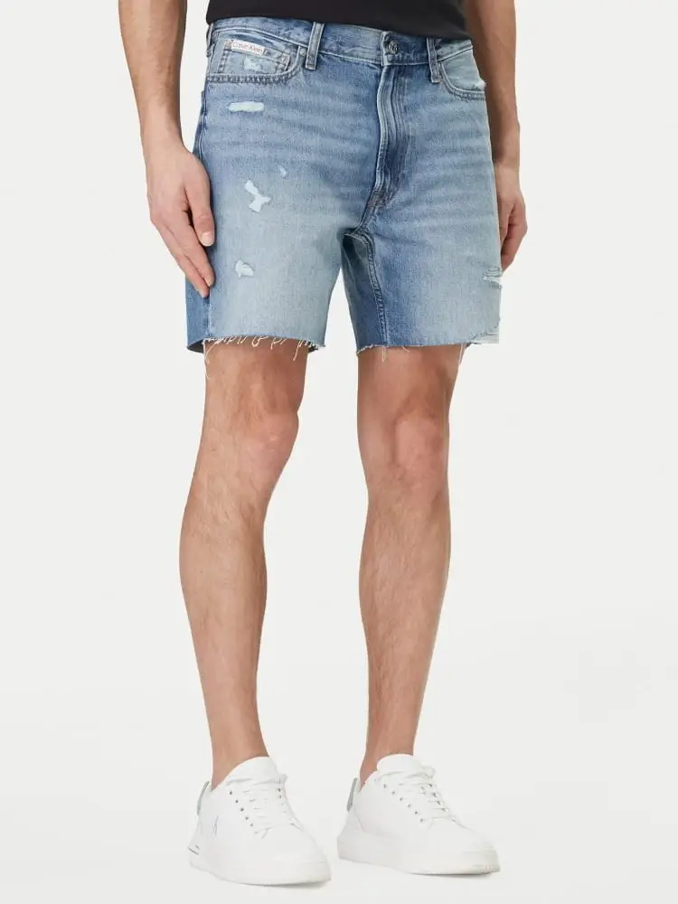 shorts in denim uomo logo sul retro