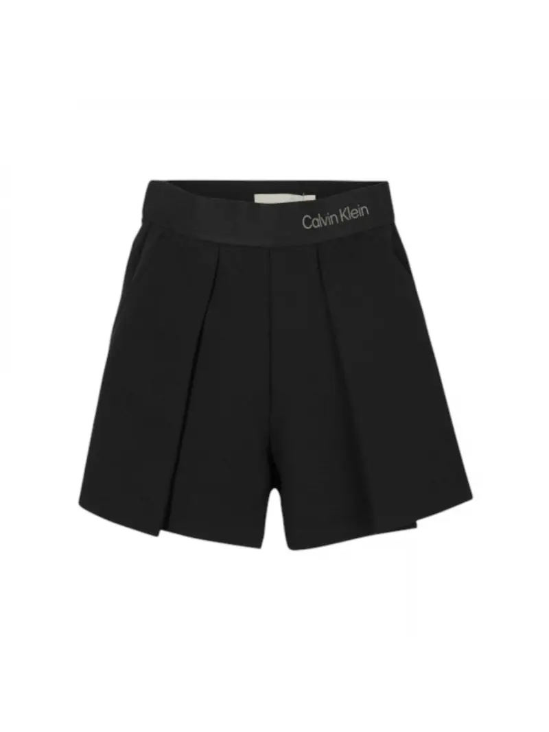 Calvin Klein shorts nero bambina in misto viscosa logo in vita