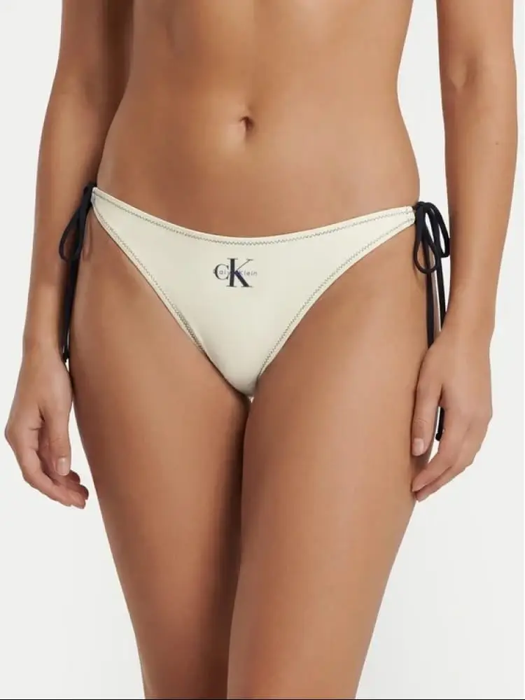 slip bikini con laccetti laterali bianco con logo monogram