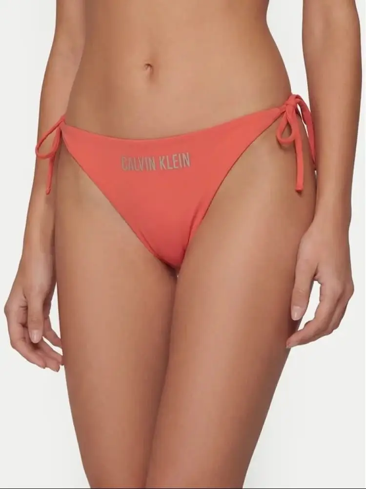 slip bikini con laccetti laterali rosa con logo