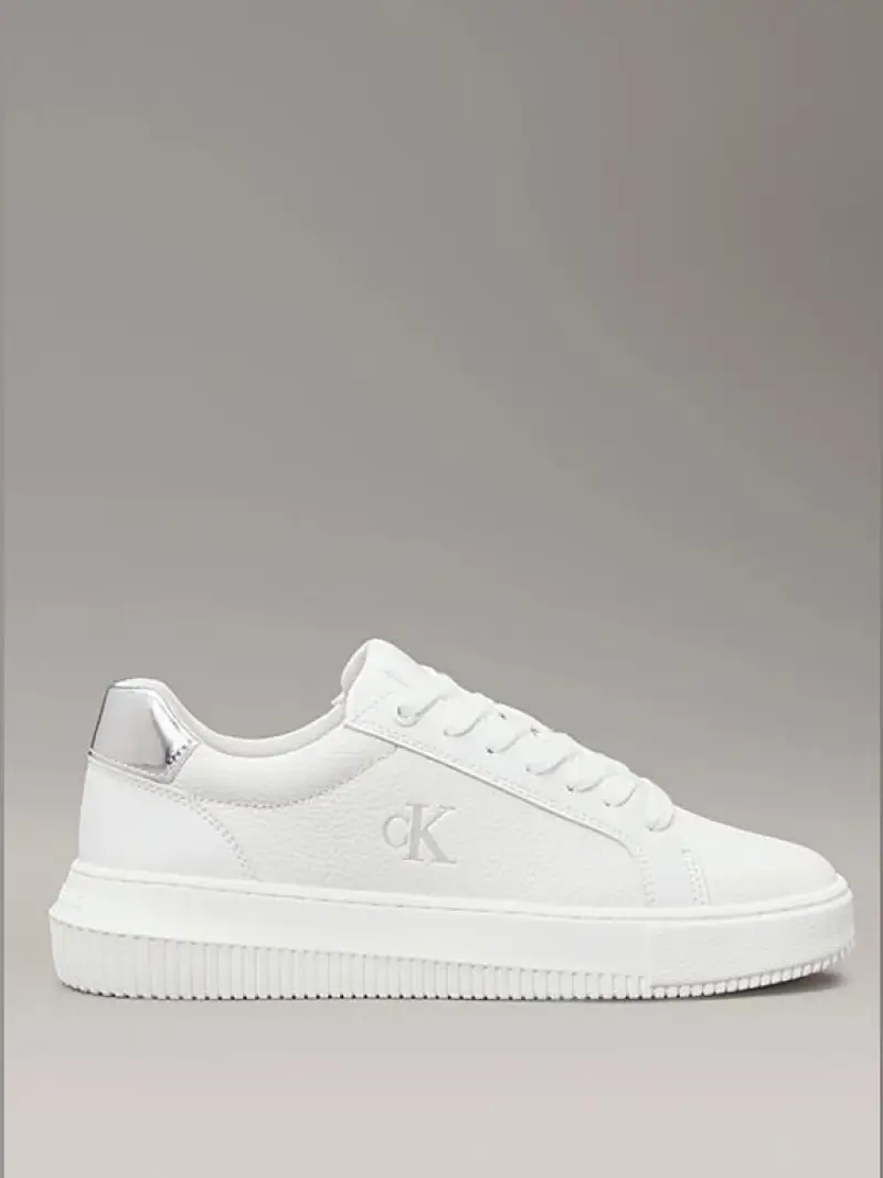 sneaker in pelle white/silver