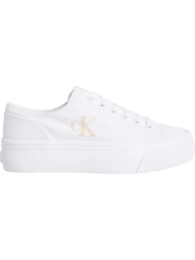sneaker in tela con plateau bianche
