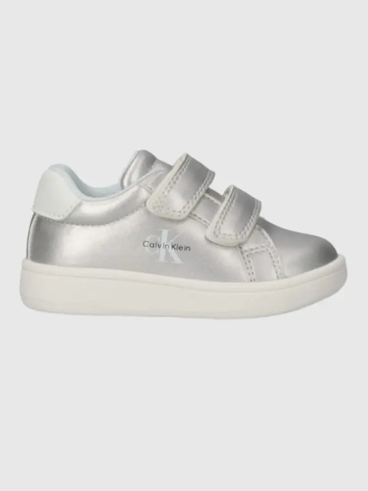 sneaker kids/junior argentate in velcro