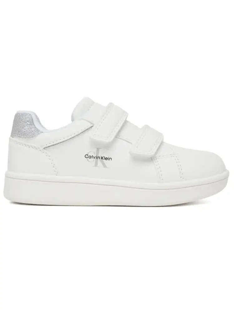 sneaker kids/junior bianche con retro argentato e logo laterale