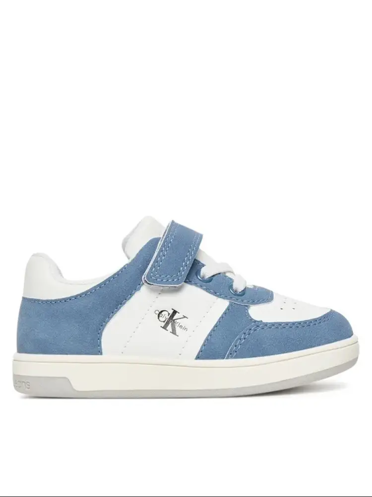 sneaker kids/junior in ecopelle bianca e celeste
