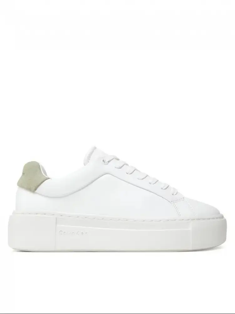sneakers in pelle bianca con dettaglioin camoscio