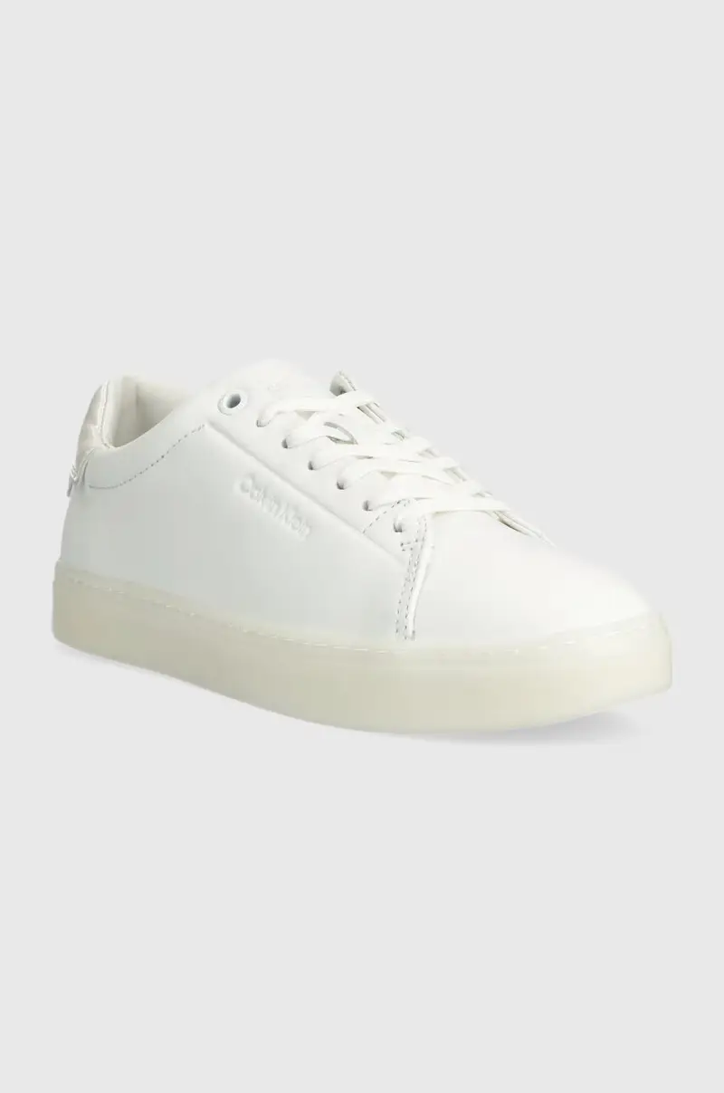 sneakers in pelle CUPSOLE LACE UP PEARL colore bianco HW0HW01897 miniatura 2