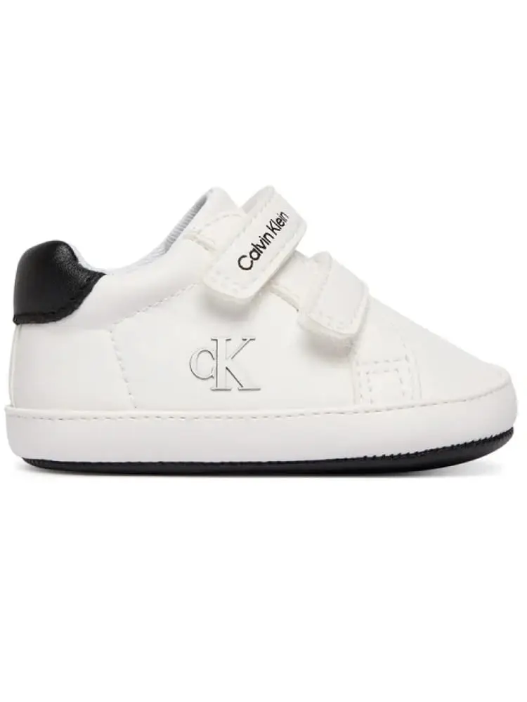 sneakers infant in velcro bianca e nera