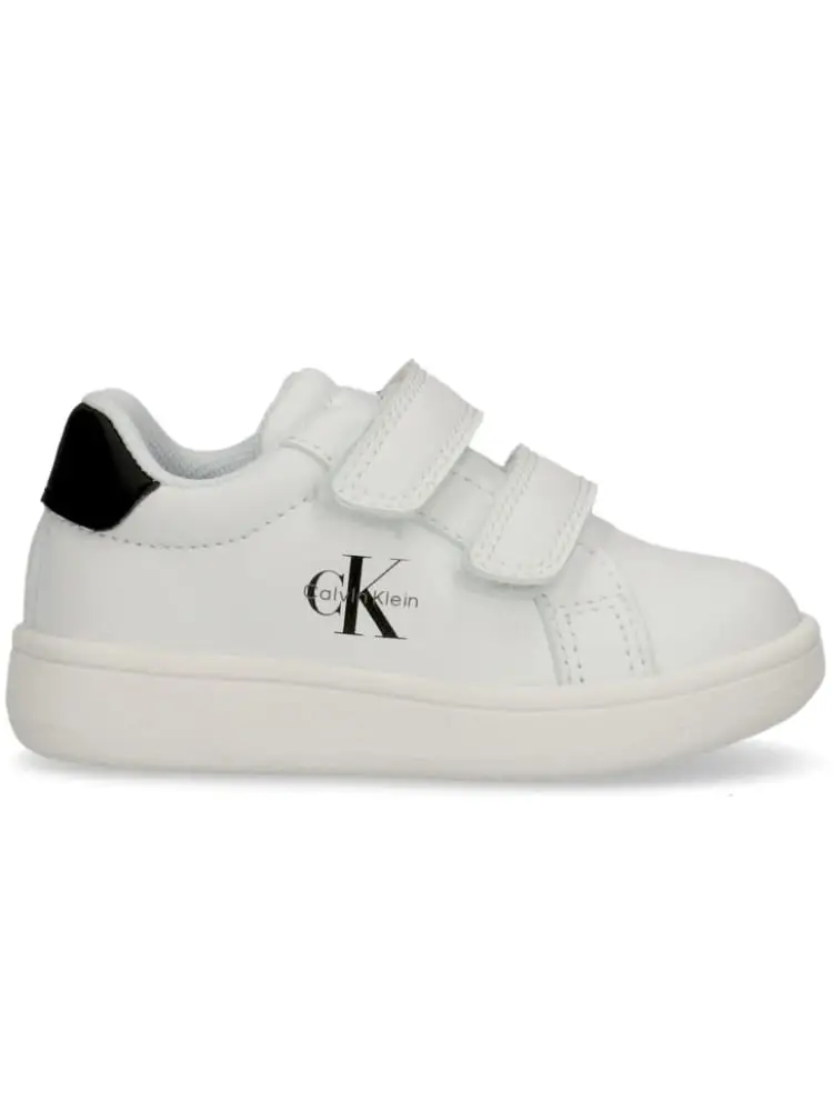 sneakers kids/junior bianche con inserti neri e logo laterale