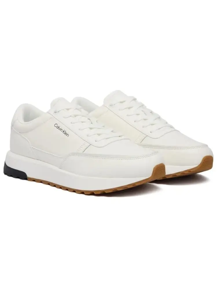 sneakers uomo bianche con micro logo laterale