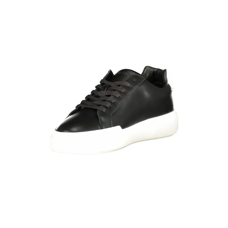 Sneakers Uomo Nere con Lacci e Dettagli in Bianco / Nero miniatura 3