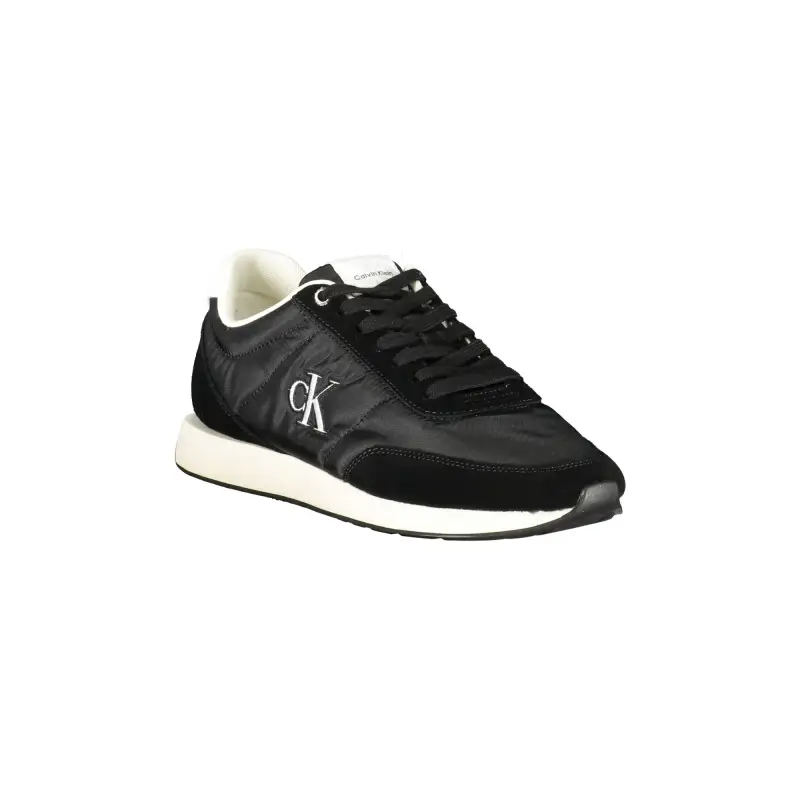 Sneakers Uomo Nere con Lacci e Dettagli in Bianco / Nero miniatura 2