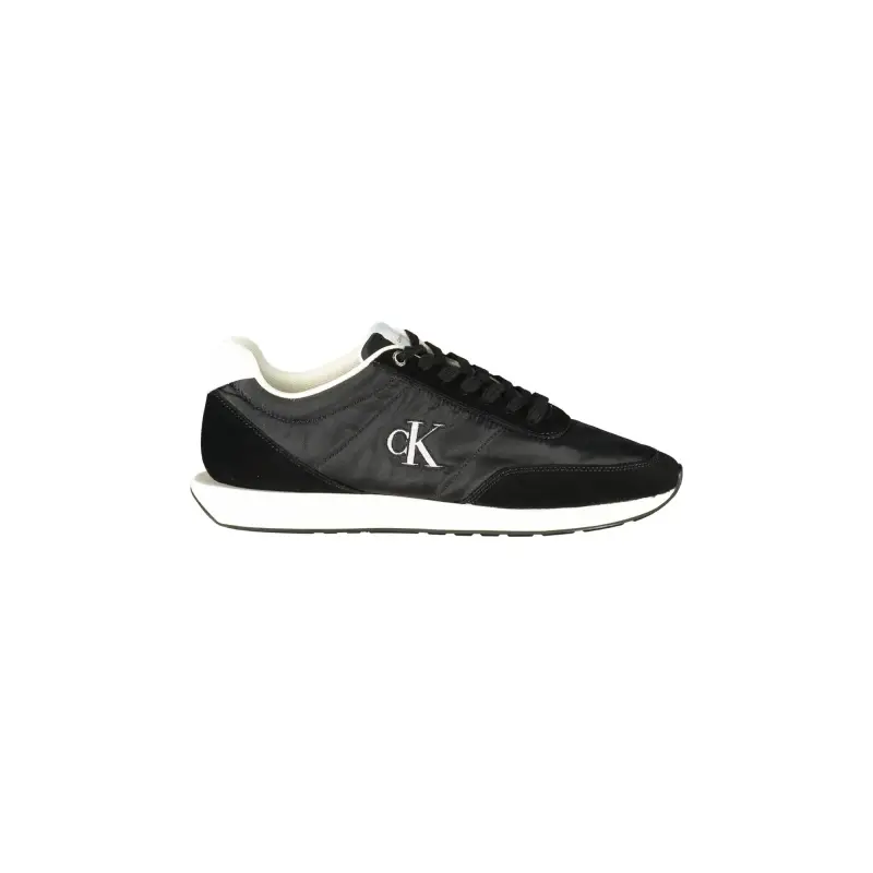 Sneakers Uomo Nere con Lacci e Dettagli in Bianco / Nero