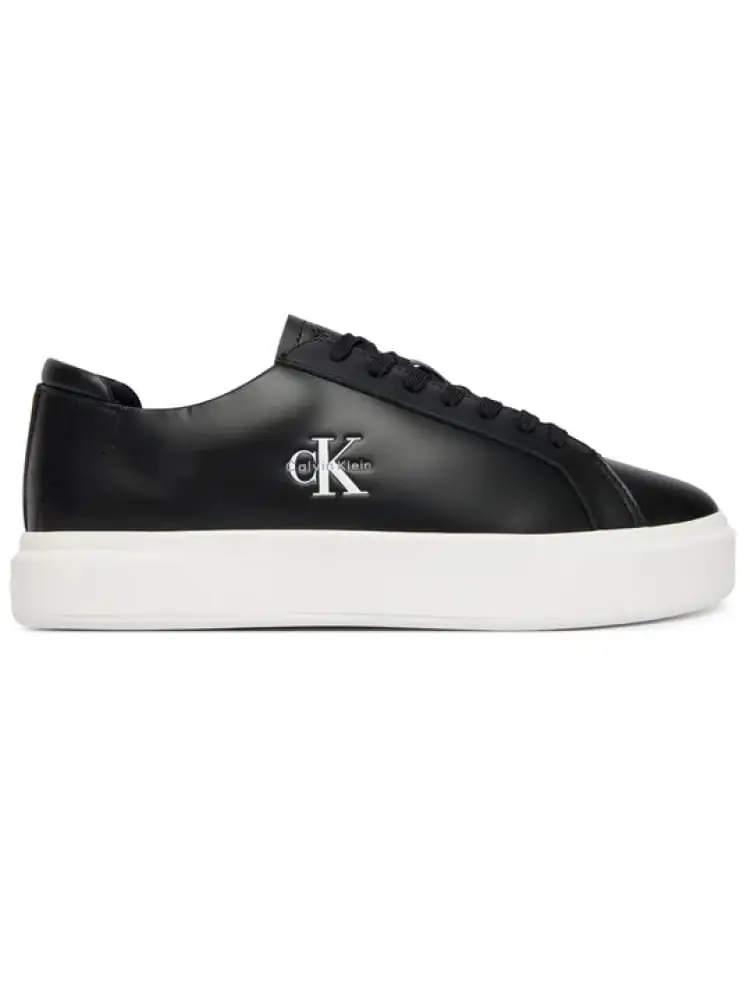 sneakers uomo nere in ecopelle e logo laterale