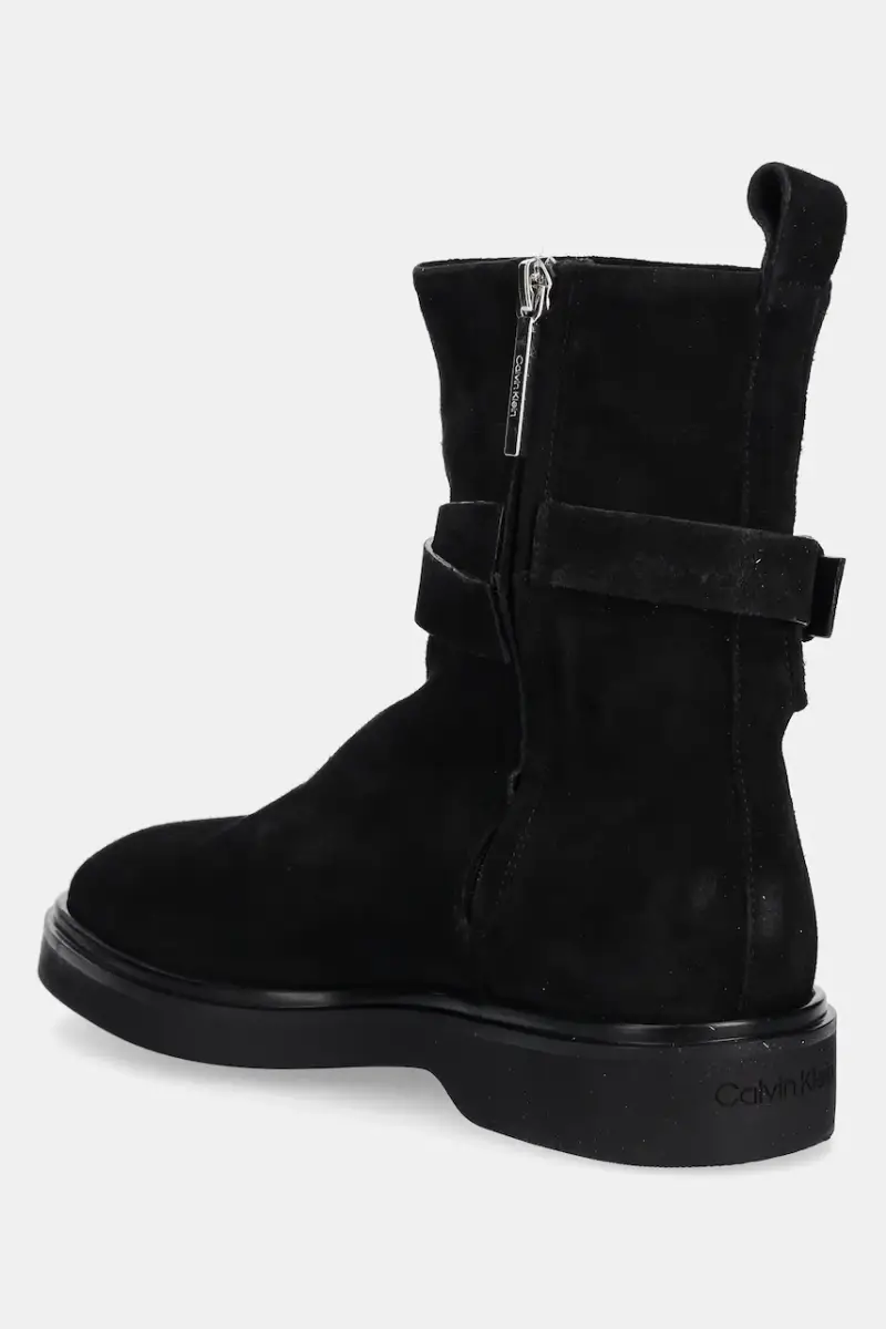 stivaletti alla caviglia in camoscio ANKLE BOOT W/ METAL LOGO SUE donna colore nero HW0HW02664 miniatura 3