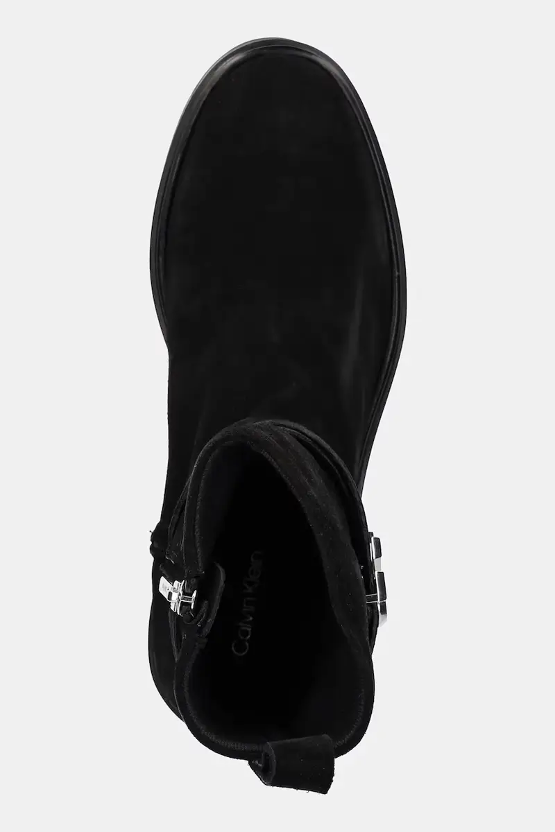 stivaletti alla caviglia in camoscio ANKLE BOOT W/ METAL LOGO SUE donna colore nero HW0HW02664 miniatura 4