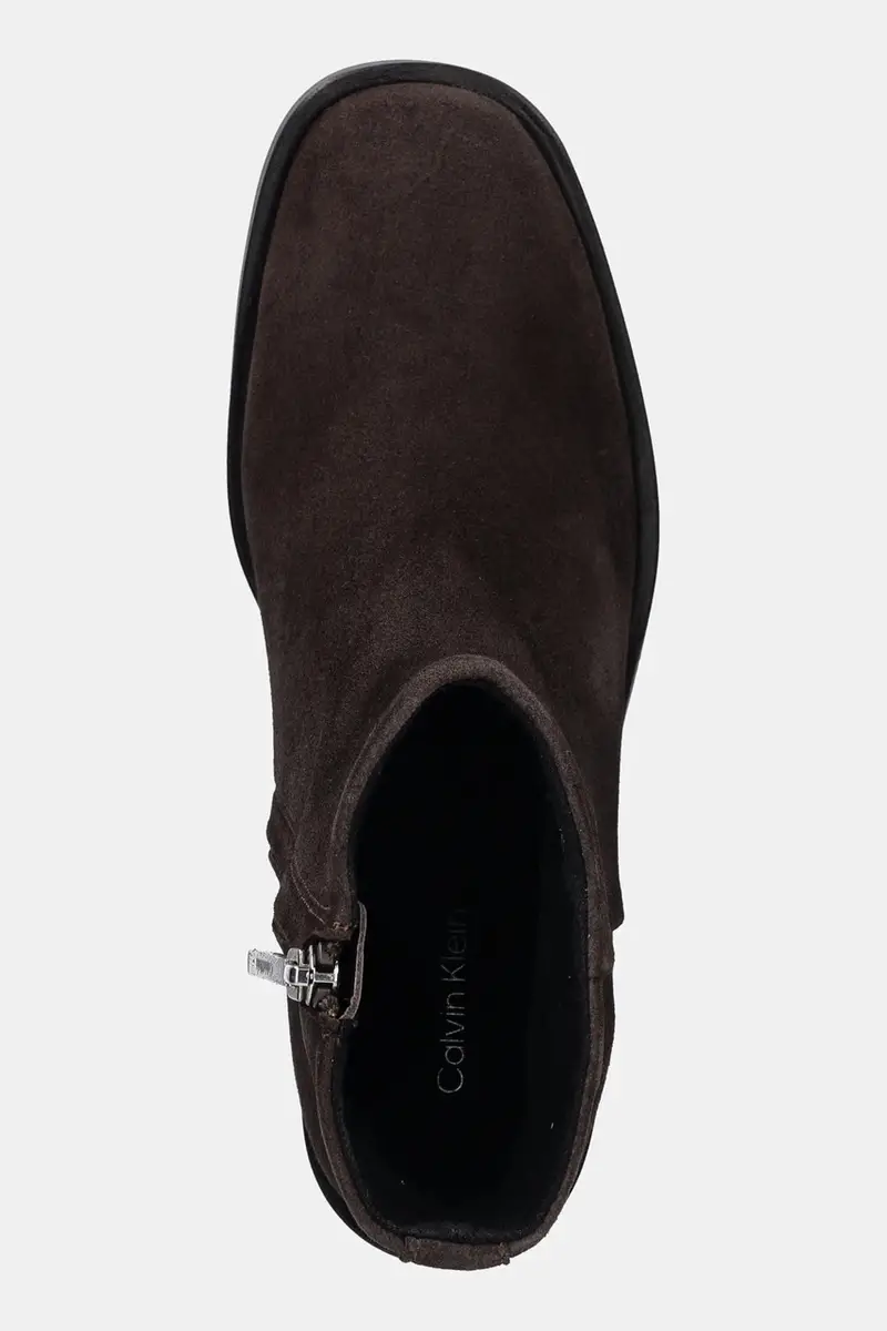 stivaletti alla caviglia in camoscio BLOCK HEEL ZIP BOOT SUE donna colore marrone HW0HW02592 miniatura 4