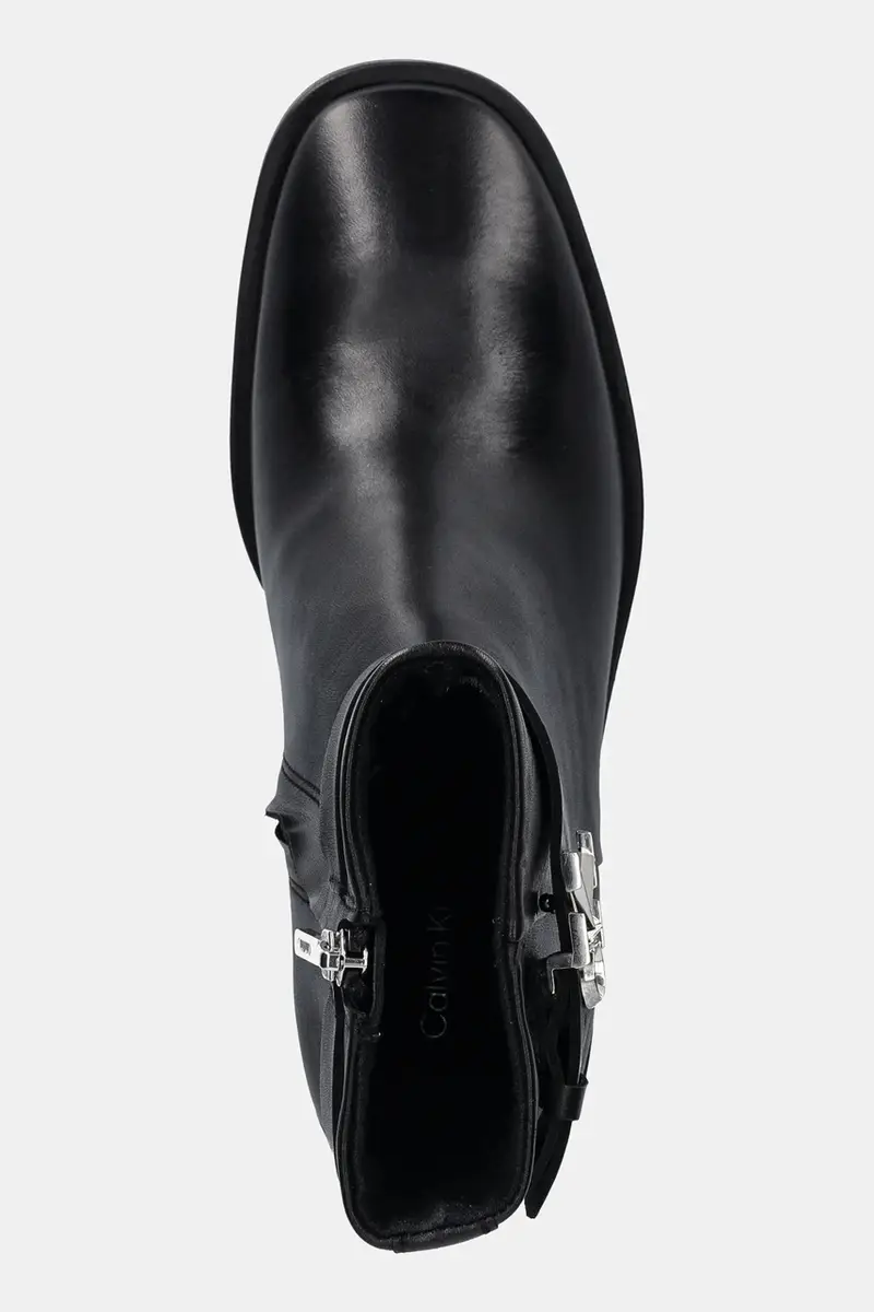 stivaletti alla caviglia in pelle BLOCK HEEL BOOT W/ METAL LOGO donna colore nero HW0HW02591 miniatura 4