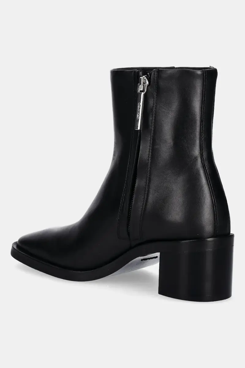 stivaletti alla caviglia in pelle BLOCK HEEL ZIP BOOT LTH donna colore nero HW0HW02593 miniatura 3